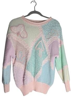 Women's Medium Vintage 80s Jaclyn Smith Sweater Pastel CottageCore Coquette Cozy
